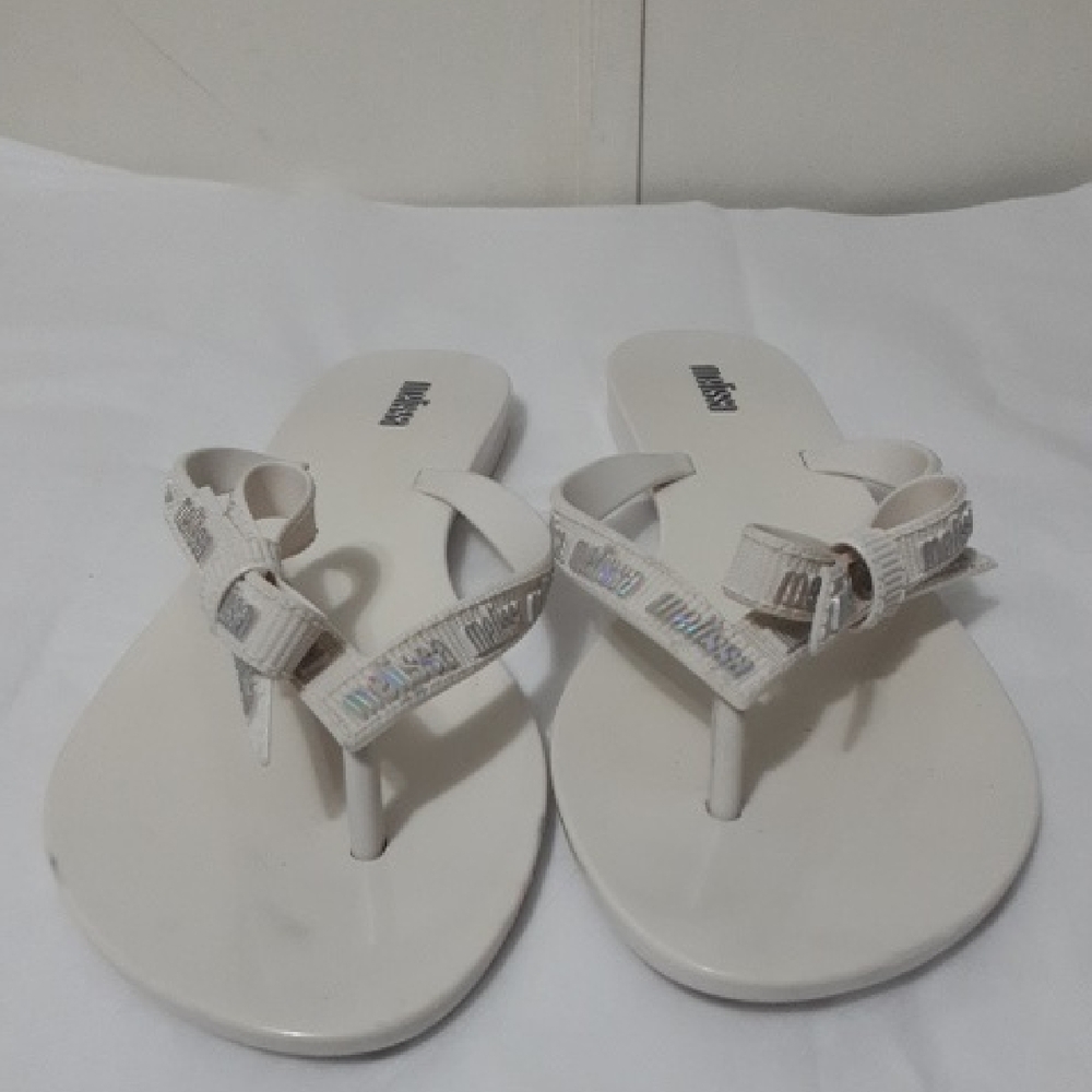 Melissa CHINELO M LOVER White Sandals with Iridescent Accents US 9
